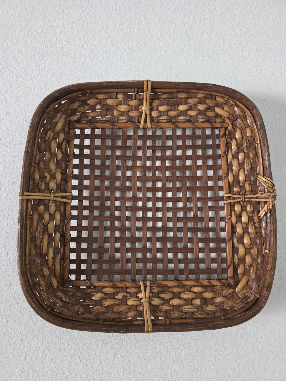 Vintage Brown Woven Rattan Wall Basket